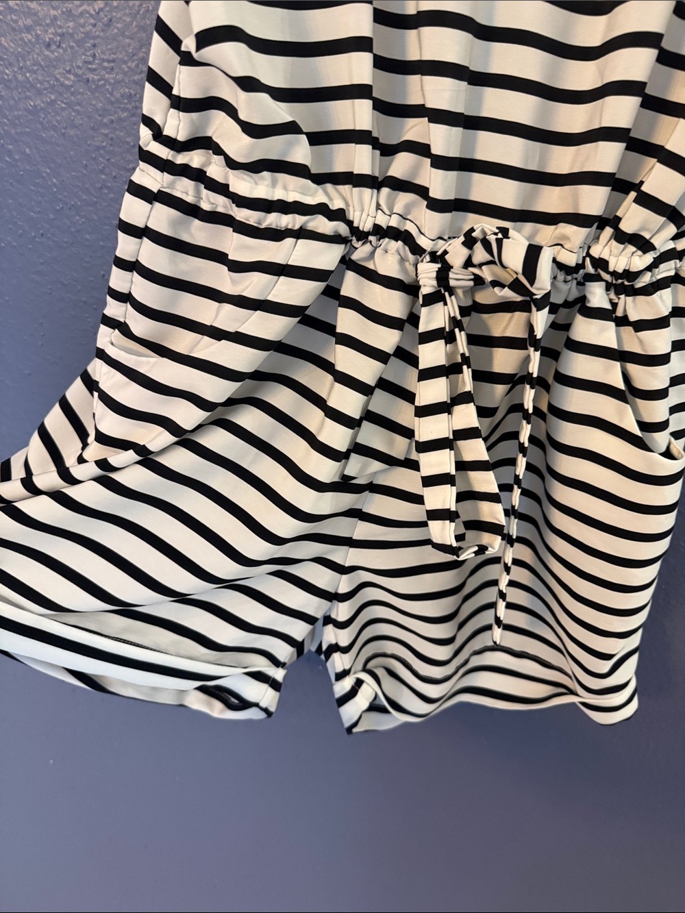 J. Crew Navy & White Striped Tie-Waist Romper - Picture 4 of 6